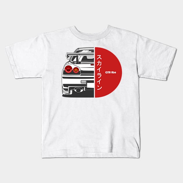 Nissan Skyline GTR R34 Kids T-Shirt by T-JD